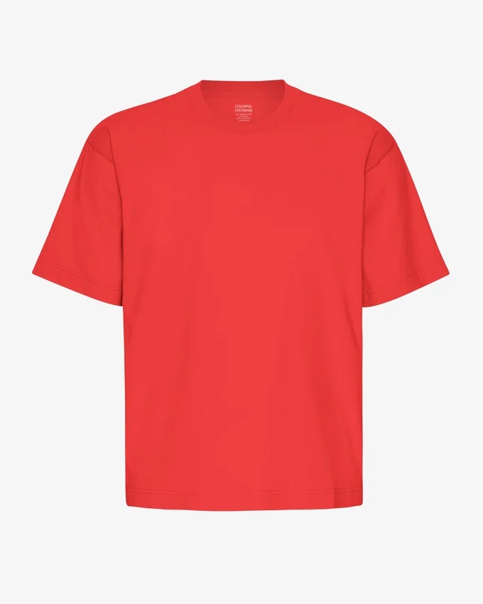 Överdimensionerad ekologisk T-shirt – röd mandarin