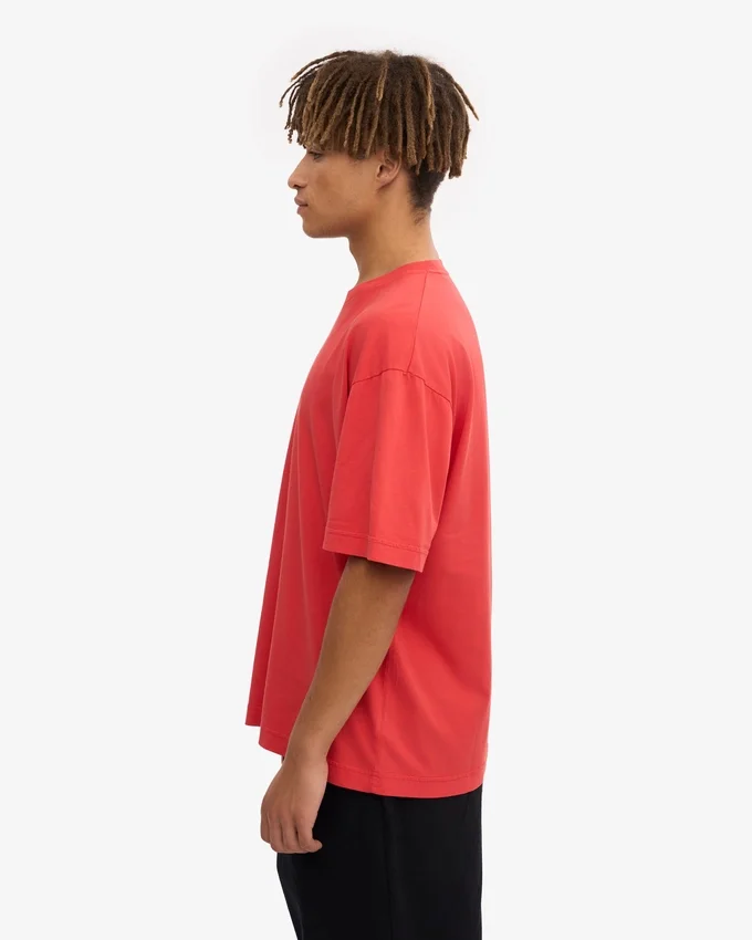 Överdimensionerad ekologisk T-shirt – röd mandarin