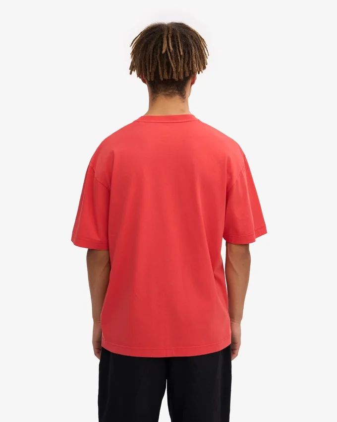 Överdimensionerad ekologisk T-shirt – röd mandarin