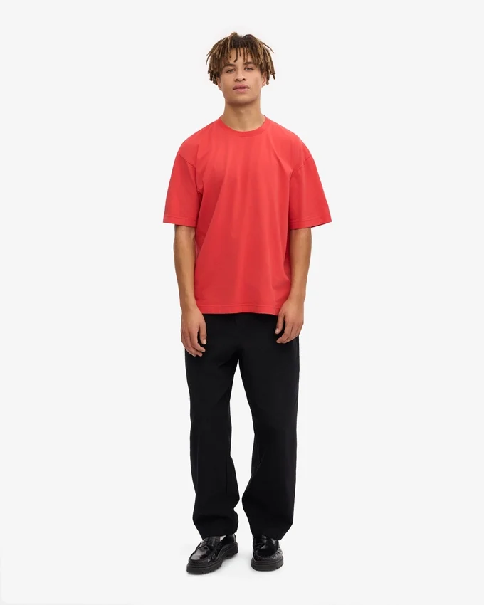 Överdimensionerad ekologisk T-shirt – röd mandarin