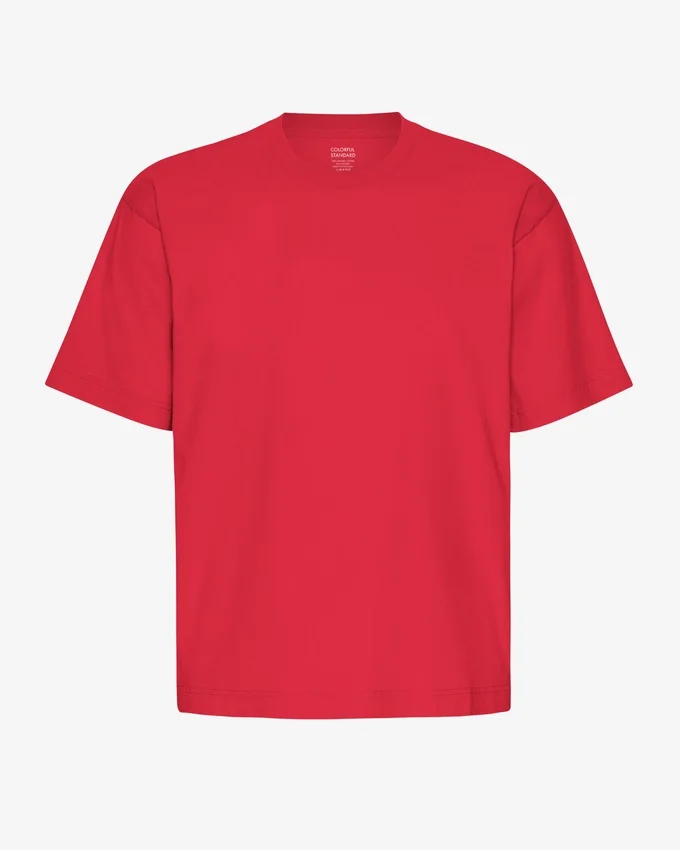 Överdimensionerad ekologisk T-shirt – scharlakansröd