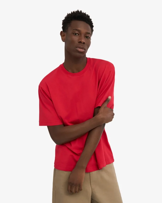 Överdimensionerad ekologisk T-shirt – scharlakansröd