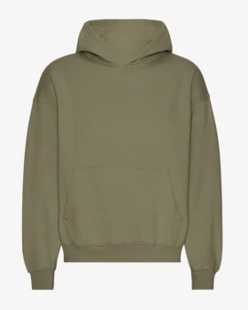 Överdimensionerad hoodie i ekologisk bomull – dammig olivgrön