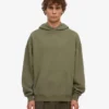 Överdimensionerad hoodie i ekologisk bomull – dammig olivgrön