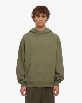 Överdimensionerad hoodie i ekologisk bomull – dammig olivgrön