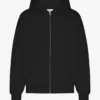 Överdimensionerad hoodie i ekologisk bomull med dragkedja – djupsvart