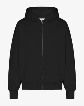 Överdimensionerad hoodie i ekologisk bomull med dragkedja – djupsvart