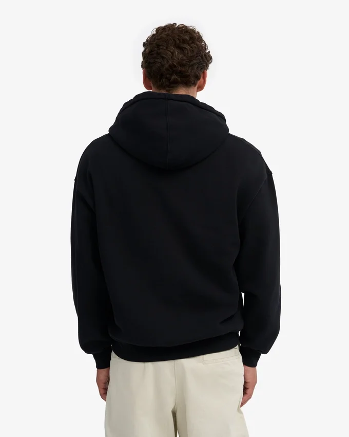 Överdimensionerad hoodie i ekologisk bomull med dragkedja – djupsvart