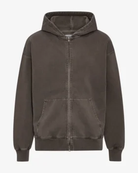 Överdimensionerad hoodie i ekologisk bomull med dragkedja – Faded Mud