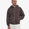 Överdimensionerad hoodie i ekologisk bomull med dragkedja – Faded Mud