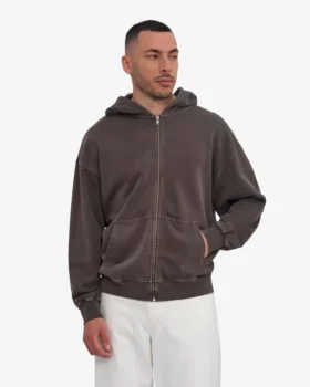 Överdimensionerad hoodie i ekologisk bomull med dragkedja – Faded Mud