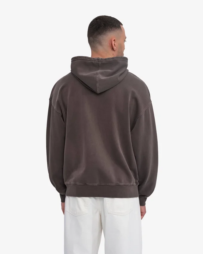 Överdimensionerad hoodie i ekologisk bomull med dragkedja – Faded Mud