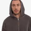 Överdimensionerad hoodie i ekologisk bomull med dragkedja – Faded Mud
