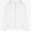 Överdimensionerad hoodie i ekologisk bomull med dragkedja – optiskt vit