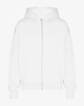 Överdimensionerad hoodie i ekologisk bomull med dragkedja – optiskt vit