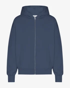 Överdimensionerad hoodie i ekologisk bomull med dragkedja – petrolblå
