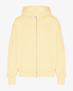 Överdimensionerad hoodie i ekologisk flanell med dragkedja – mjukgul