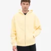 Överdimensionerad hoodie i ekologisk flanell med dragkedja – mjukgul