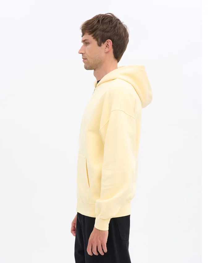 Överdimensionerad hoodie i ekologisk flanell med dragkedja – mjukgul