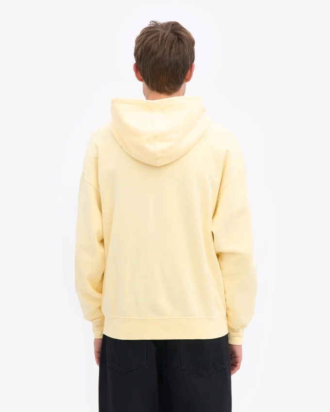 Överdimensionerad hoodie i ekologisk flanell med dragkedja – mjukgul