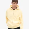 Överdimensionerad hoodie i ekologisk flanell med dragkedja – mjukgul