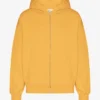 Överdimensionerad hoodie i ekologisk merinoull med dragkedja – bränd gul