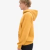 Överdimensionerad hoodie i ekologisk merinoull med dragkedja – bränd gul