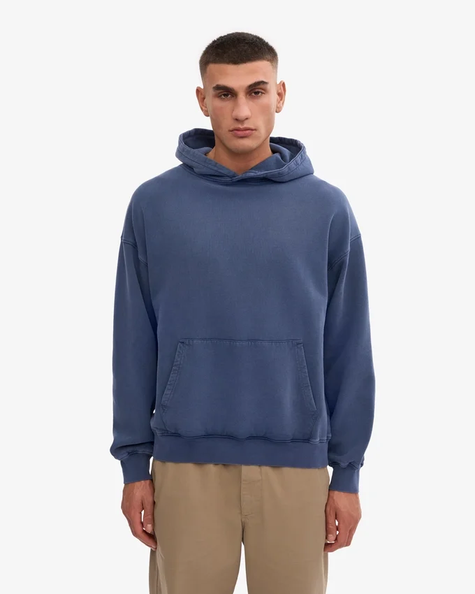 Överdimensionerad hoodie i ekologisk merinoull – Neptune Blue