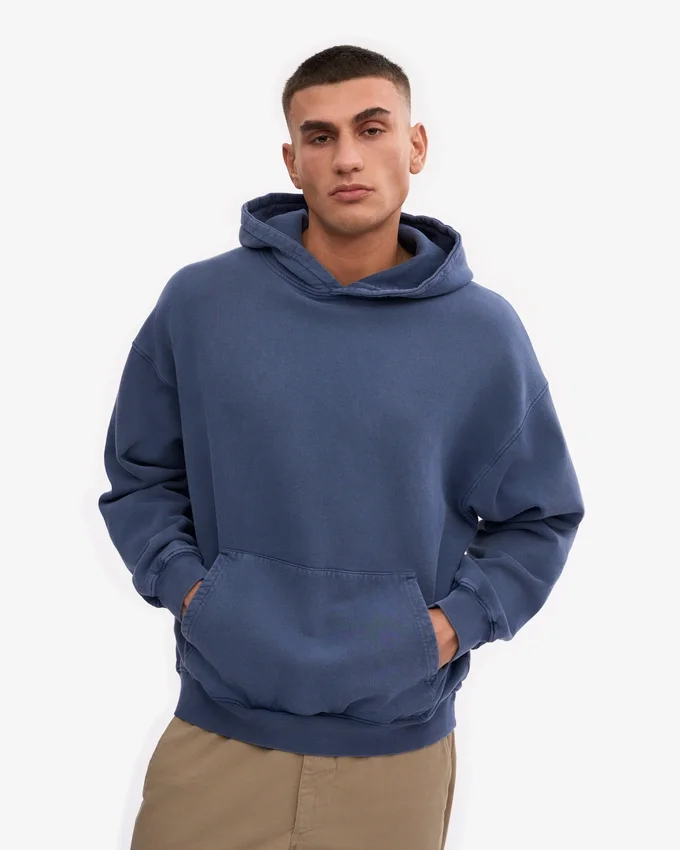 Överdimensionerad hoodie i ekologisk merinoull – Neptune Blue