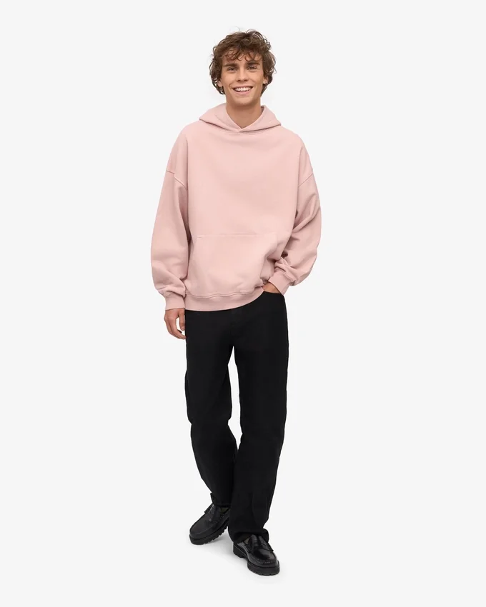 Överdimensionerad hoodie i ekologiskt bomull – blekt rosa