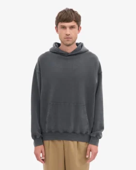 Överdimensionerad hoodie i ekologiskt bomull – blekt svart