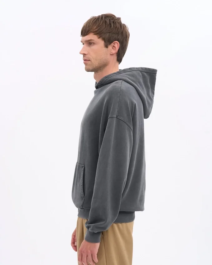 Överdimensionerad hoodie i ekologiskt bomull – blekt svart
