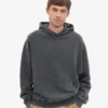 Överdimensionerad hoodie i ekologiskt bomull – blekt svart