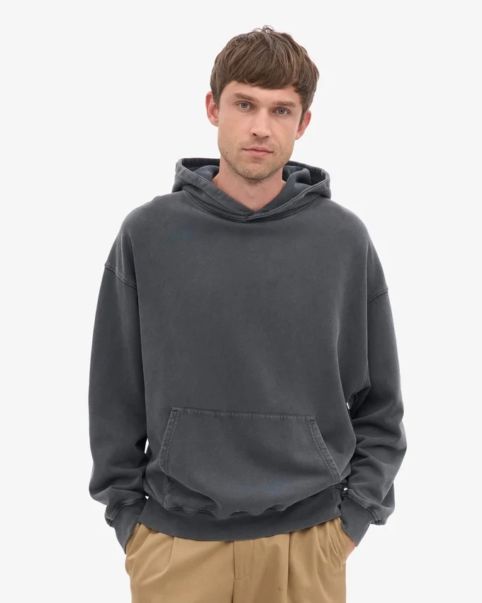 Överdimensionerad hoodie i ekologiskt bomull – blekt svart