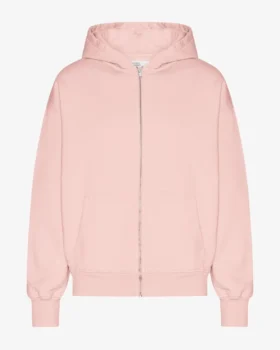 Överdimensionerad hoodie i ekologiskt bomull med dragkedja – blekt rosa