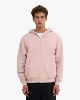 Överdimensionerad hoodie i ekologiskt bomull med dragkedja – blekt rosa