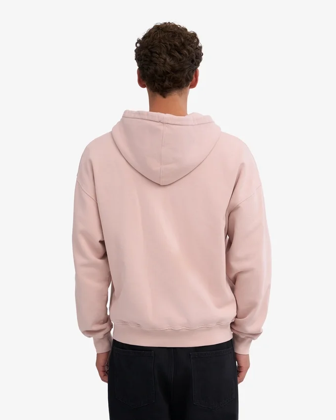 Överdimensionerad hoodie i ekologiskt bomull med dragkedja – blekt rosa