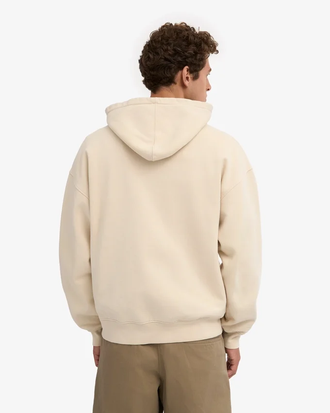 Överdimensionerad hoodie i ekologiskt bomull med dragkedja – elfenbensvit