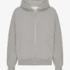 Överdimensionerad hoodie i ekologiskt bomull med dragkedja – melerad grå