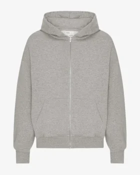 Överdimensionerad hoodie i ekologiskt bomull med dragkedja – melerad grå