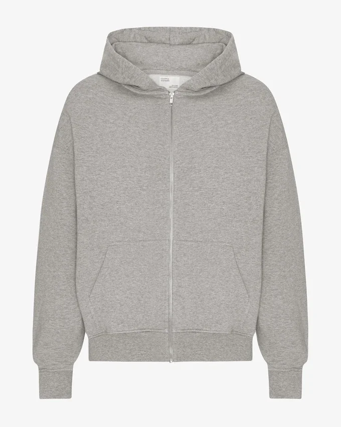 Överdimensionerad hoodie i ekologiskt bomull med dragkedja – melerad grå