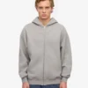 Överdimensionerad hoodie i ekologiskt bomull med dragkedja – melerad grå