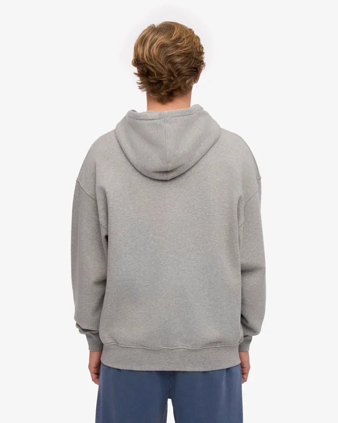 Överdimensionerad hoodie i ekologiskt bomull med dragkedja – melerad grå