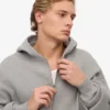 Överdimensionerad hoodie i ekologiskt bomull med dragkedja – melerad grå