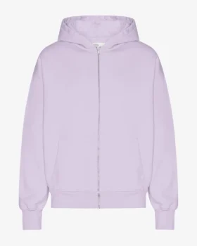 Överdimensionerad hoodie i ekologiskt bomull med dragkedja – mjuk lavendel