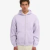 Överdimensionerad hoodie i ekologiskt bomull med dragkedja – mjuk lavendel