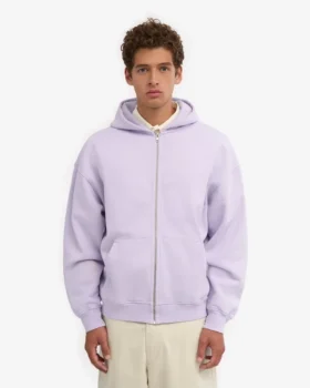 Överdimensionerad hoodie i ekologiskt bomull med dragkedja – mjuk lavendel