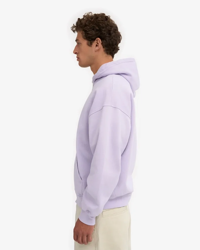 Överdimensionerad hoodie i ekologiskt bomull med dragkedja – mjuk lavendel