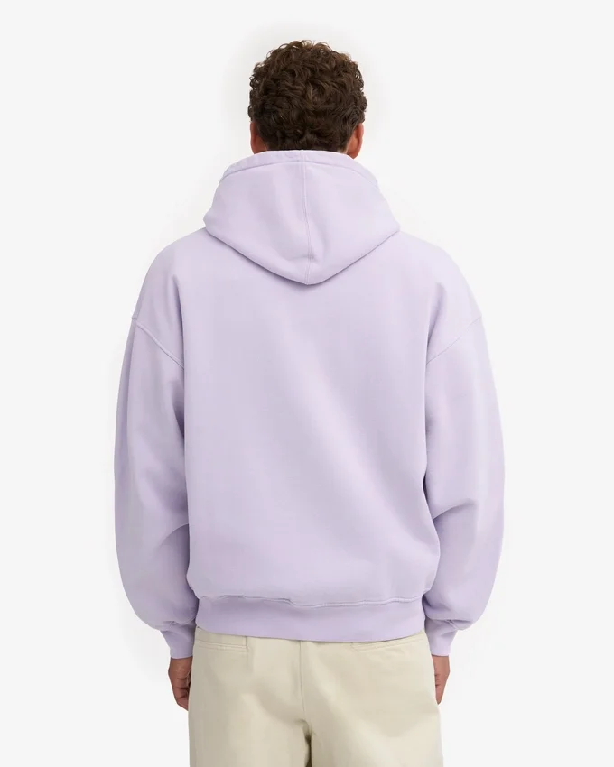 Överdimensionerad hoodie i ekologiskt bomull med dragkedja – mjuk lavendel