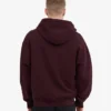 Överdimensionerad hoodie i ekologiskt bomull med dragkedja – oxblodsröd